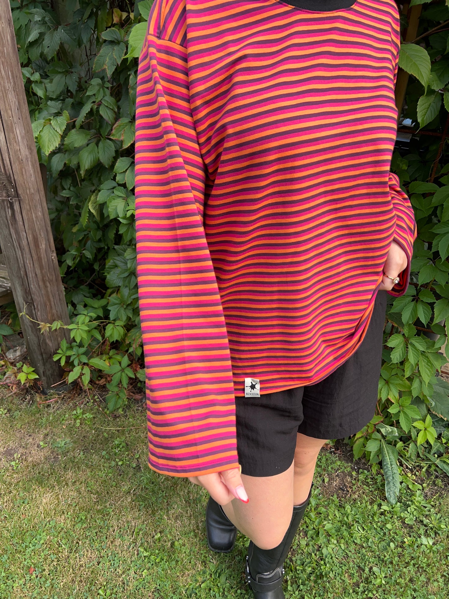 Plum, Orange And Fuchsia Top With Oblique Back