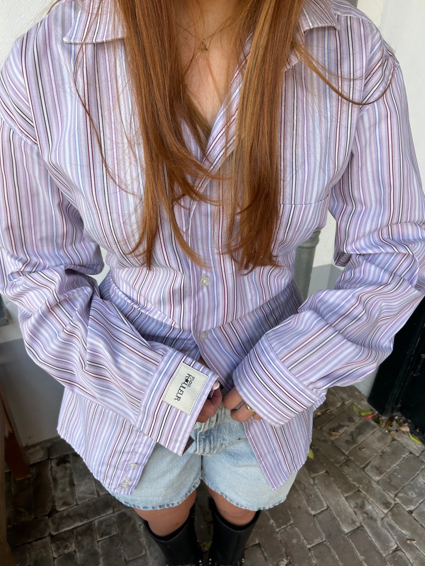 Blouse With An Adjustable Tight Waist Striped Multicolor