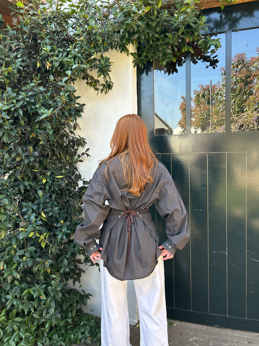 Reworked Blouse With An Adjustable Tight Waist Brown