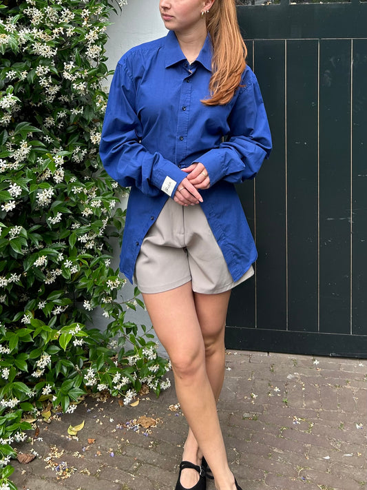 Reworked Blouse With An Adjustable Tight Waist Cobalt Blue